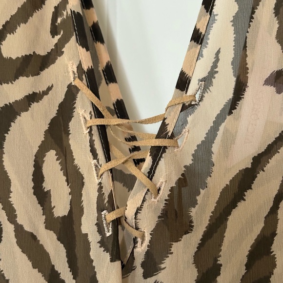 Sheer Leopard-Zebra Print Kaftan Maxi Dress - Picture 3 of 6